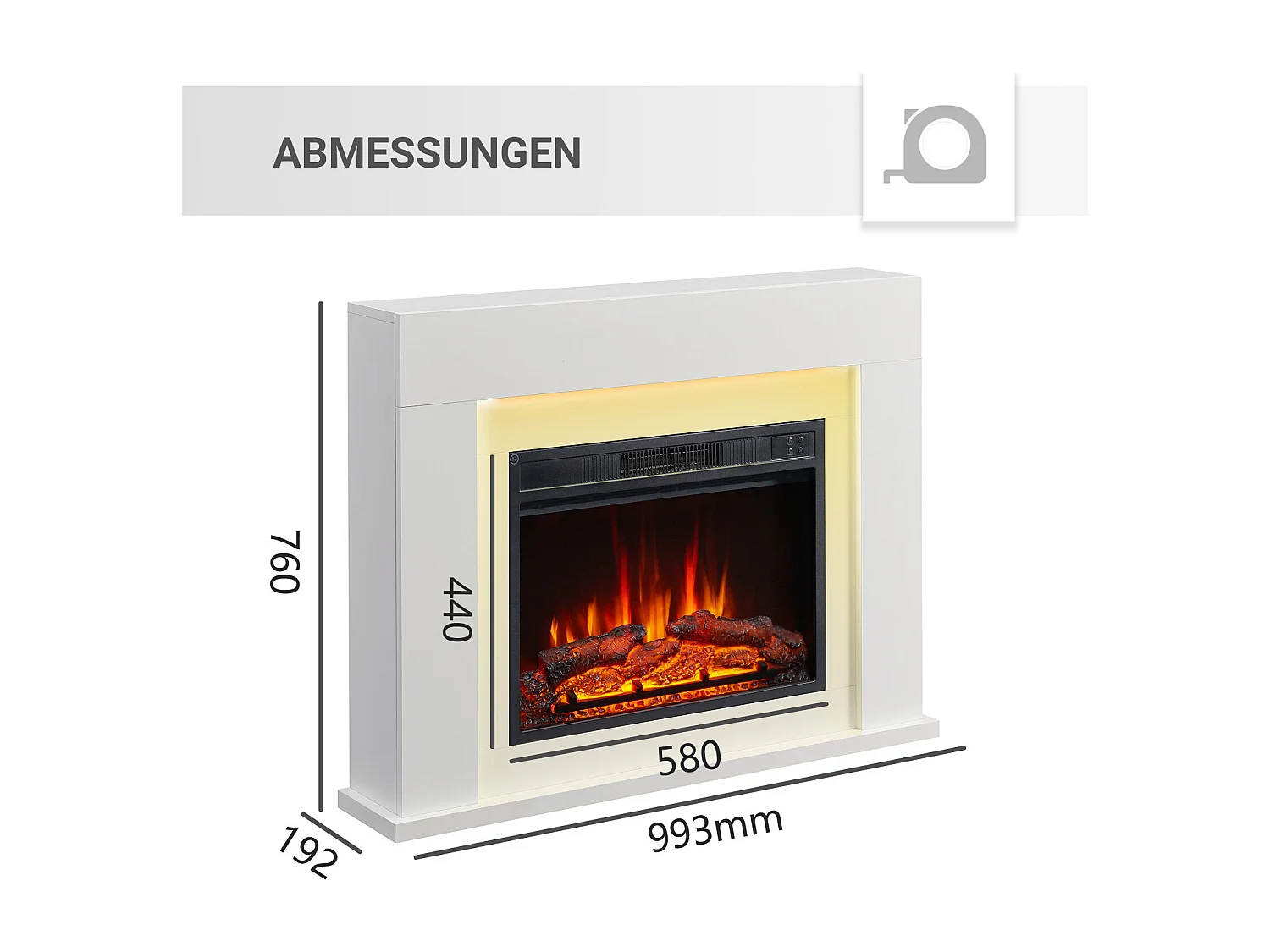 Cheminée électrique BALDERIA Finn Design - Cheminée sur pied - Blanc