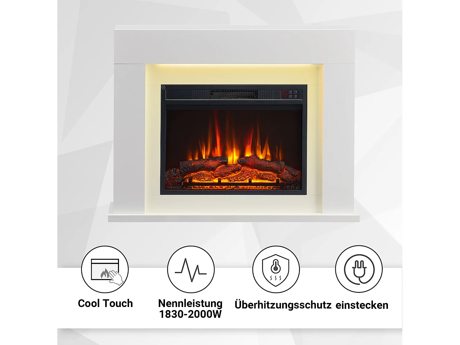 Cheminée électrique BALDERIA Finn Design - Cheminée sur pied - Blanc