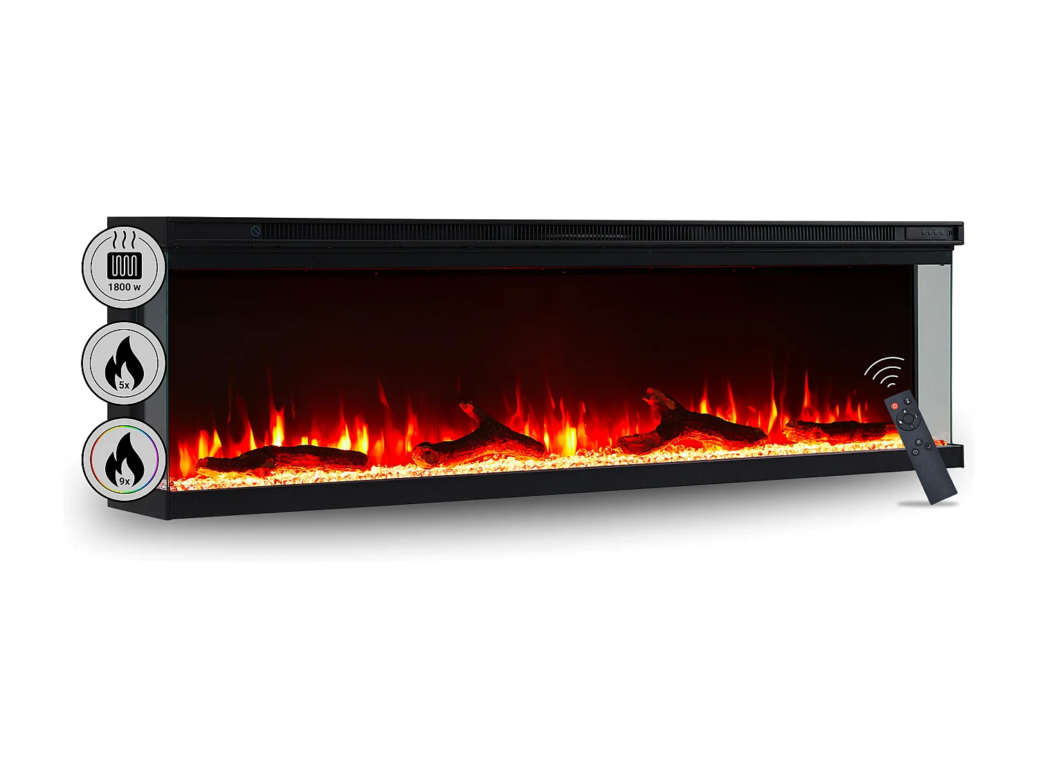 Cheminée électrique BALDERIA pure Orson 60 - Cheminée murale/encastrable - Noir