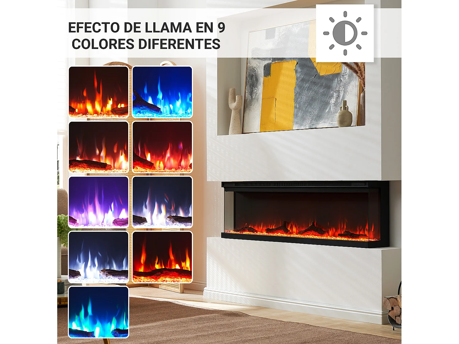 Cheminée électrique BALDERIA pure Orson 60 - Cheminée murale/encastrable - Noir