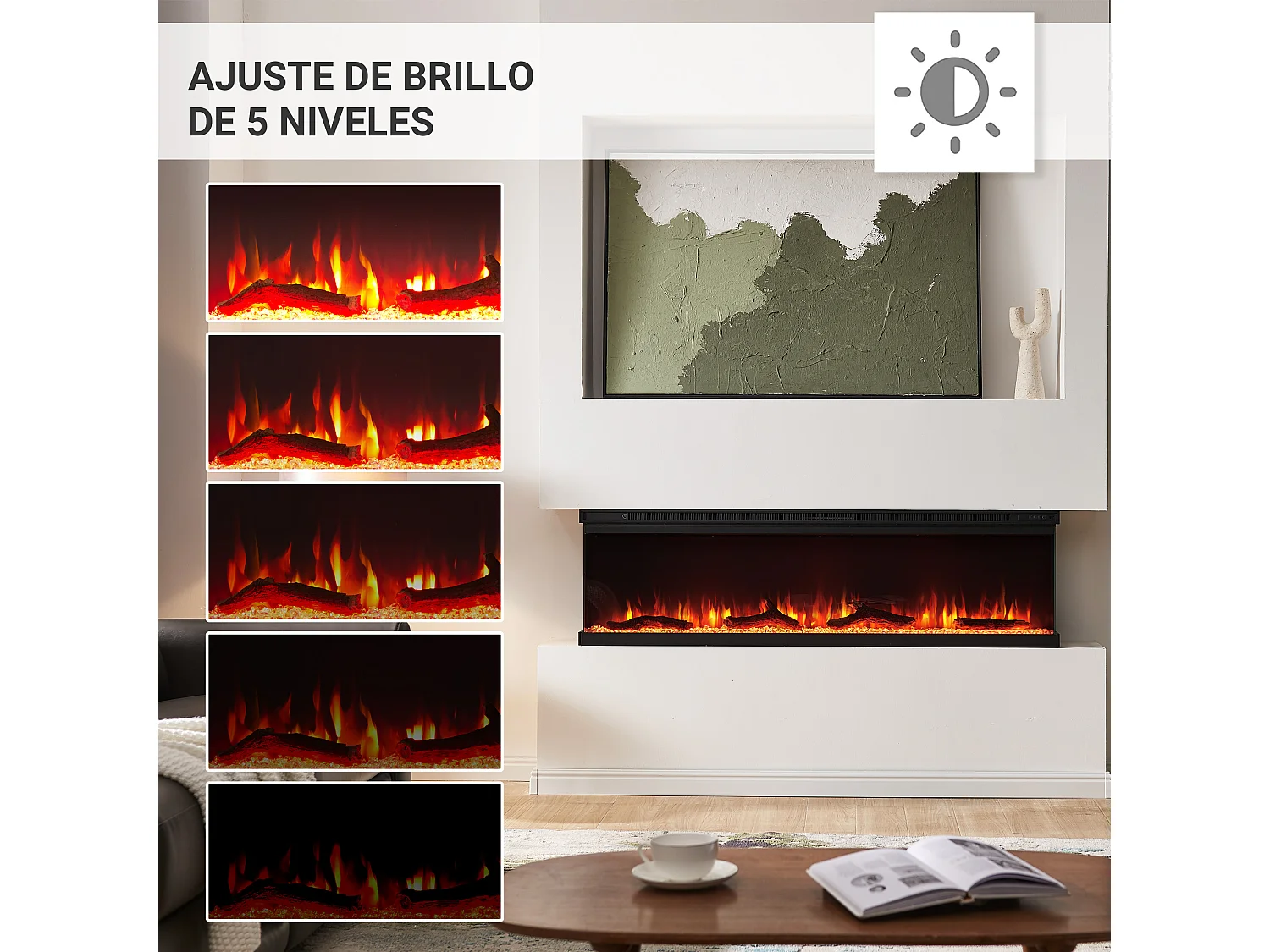 Cheminée électrique BALDERIA pure Orson 60 - Cheminée murale/encastrable - Noir