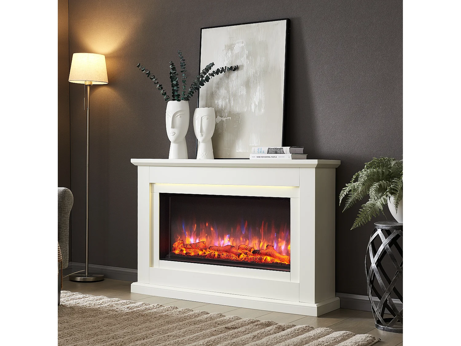 Cheminée électrique BALDERIA Callisto - Cheminée sur pied, 2000 W - Blanc