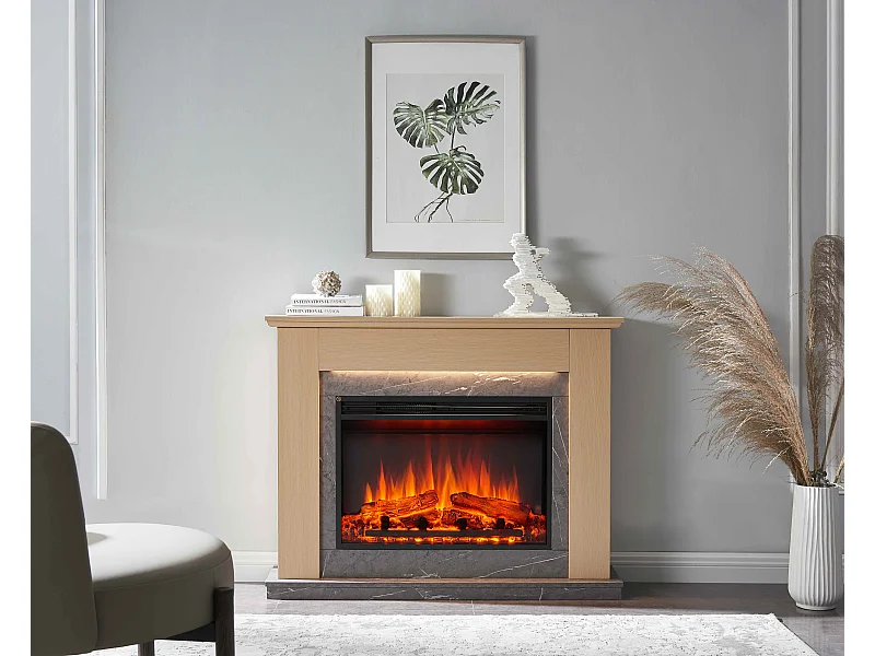 Cheminée électrique BALDERIA Ajax - Cheminée sur pied - Chêne clair