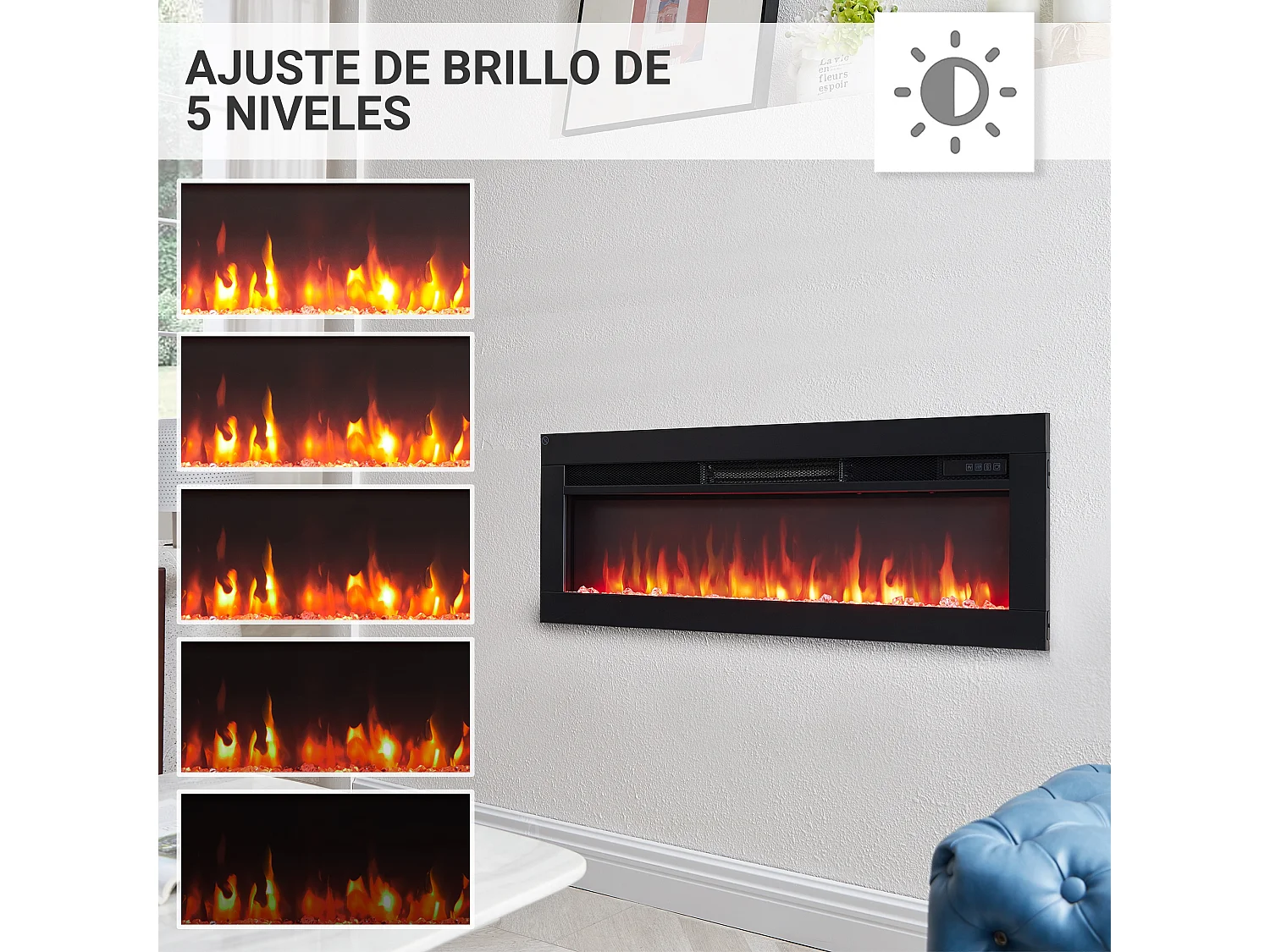 Cheminée électrique BALDERIA Agnes 36 - Cheminée sur pied, murale ou encastrable - Noir