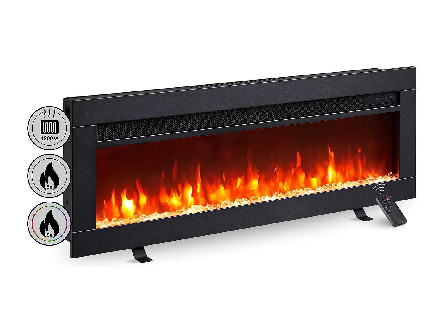 Cheminée électrique BALDERIA Agnes 36 - Cheminée sur pied, murale ou encastrable - Noir