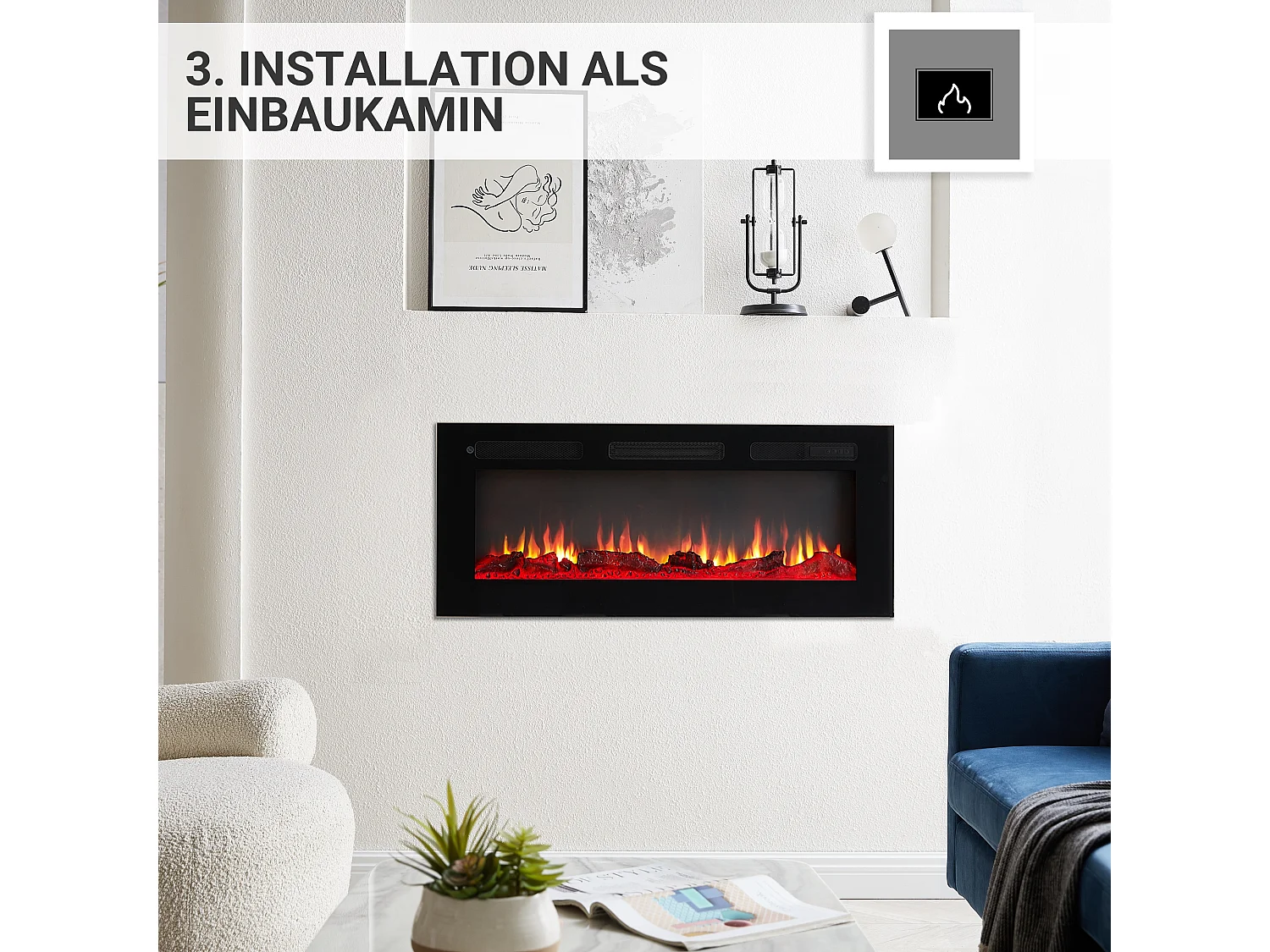 Cheminée électrique BALDERIA Leif 40 - 3 en 1 - noir