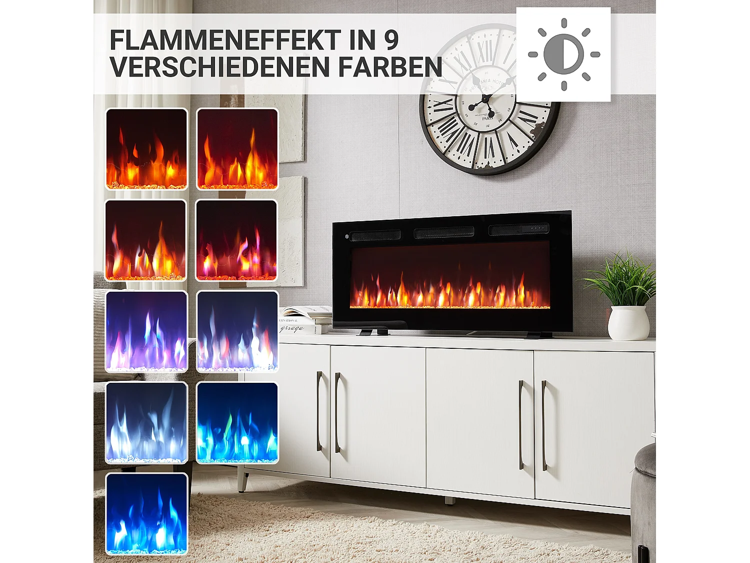 Cheminée électrique BALDERIA Leif 40 - 3 en 1 - noir