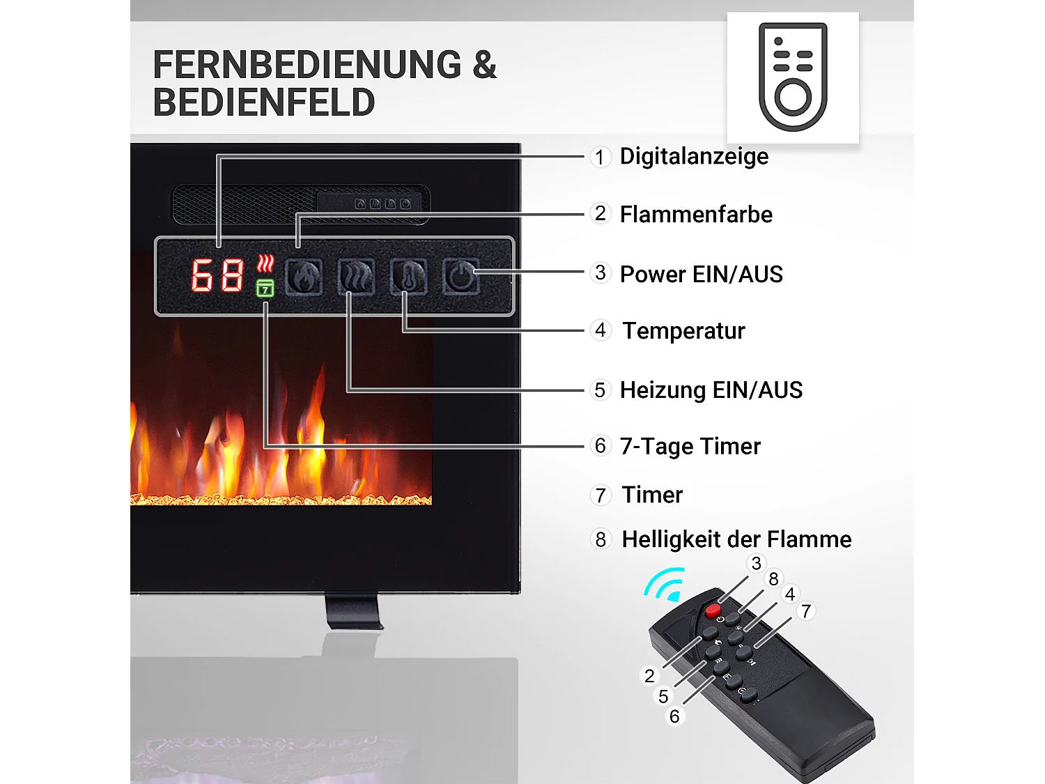 Cheminée électrique BALDERIA Leif 40 - 3 en 1 - noir