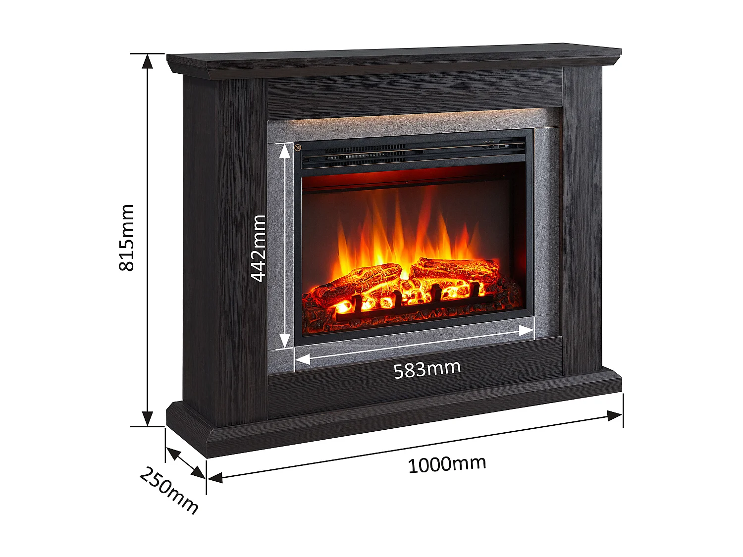 Cheminée électrique BALDERIA Charon - Cheminée sur pied avec chauffage - Chêne foncé