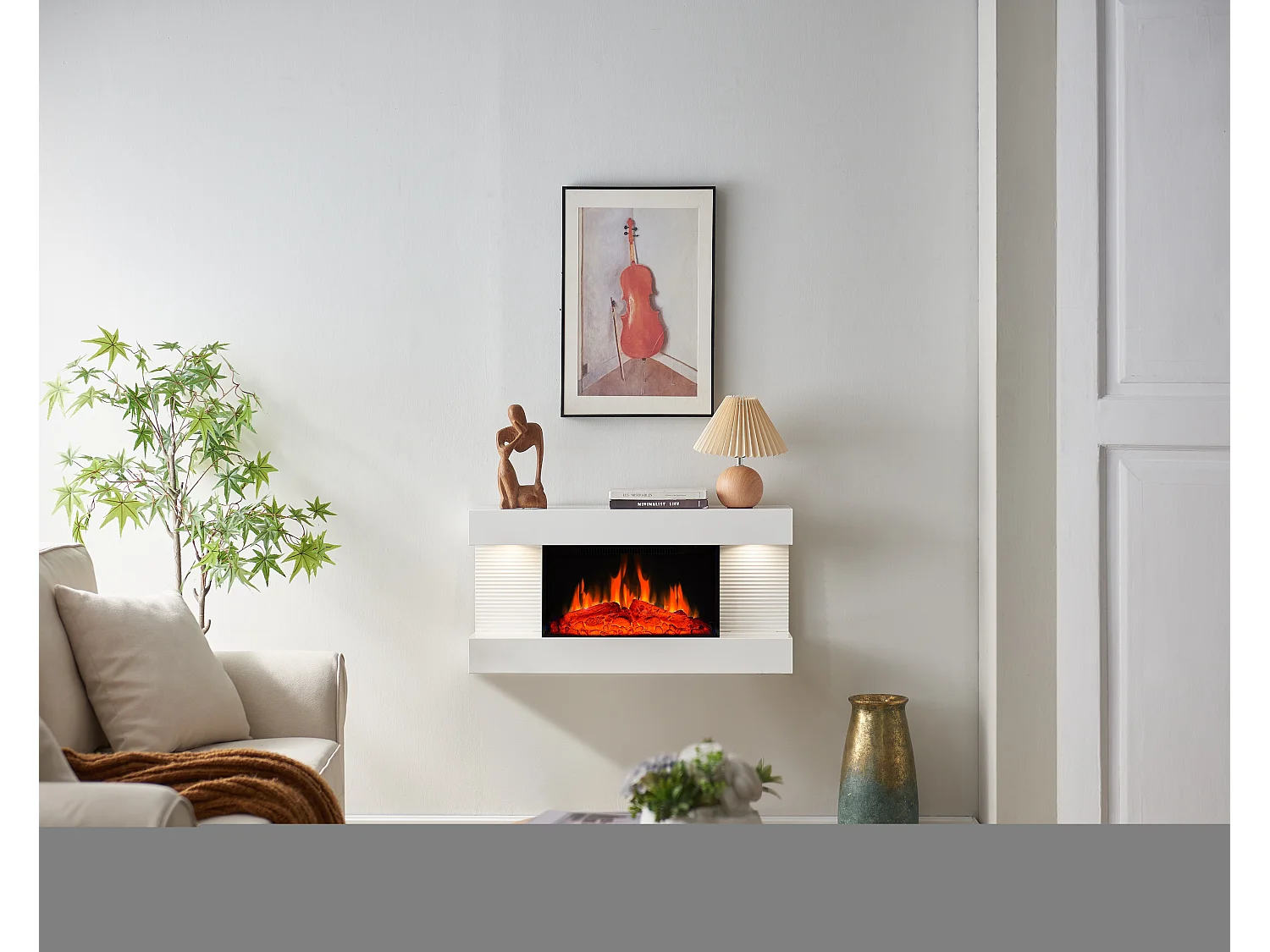 Cheminée électrique BALDERIA Ida ñ Cheminée murale - Blanc