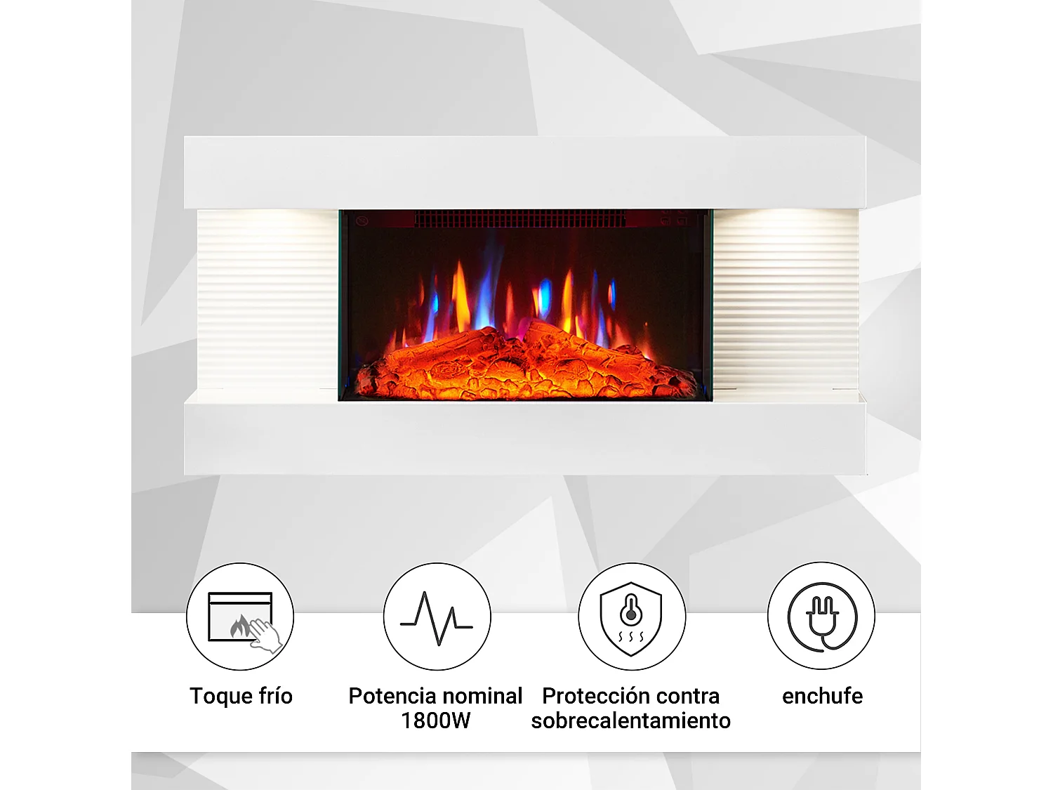 Cheminée électrique BALDERIA Ida ñ Cheminée murale - Blanc