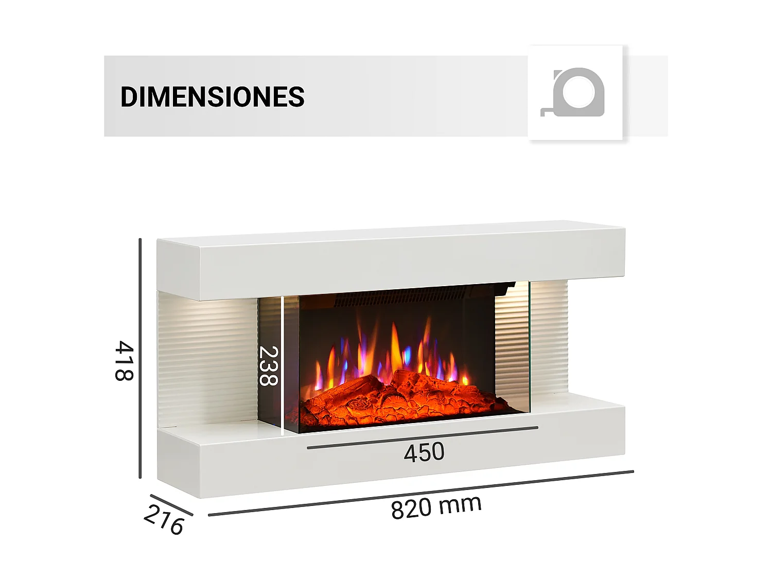 Cheminée électrique BALDERIA Ida ñ Cheminée murale - Blanc