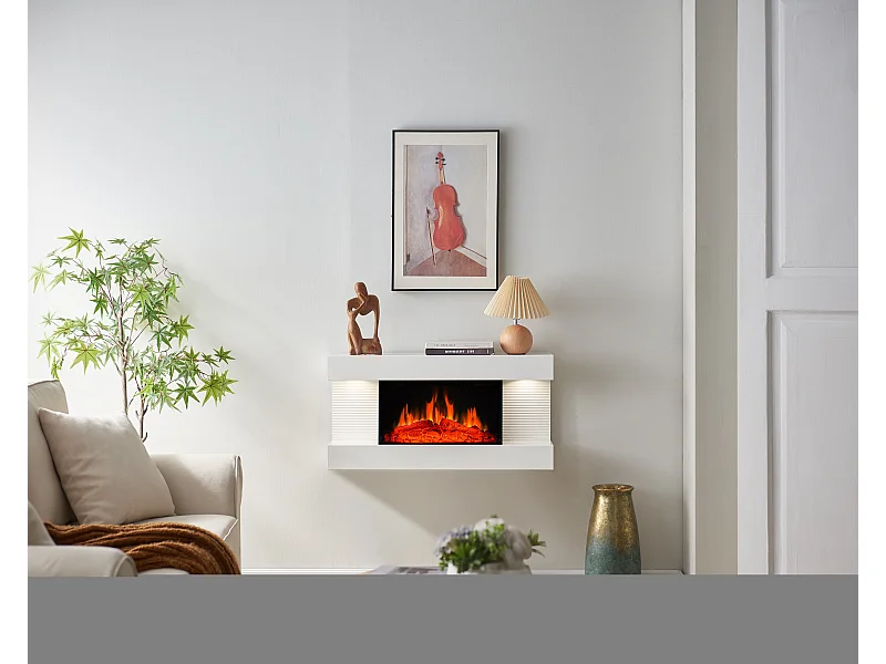 Cheminée électrique BALDERIA Ida ñ Cheminée murale - Blanc