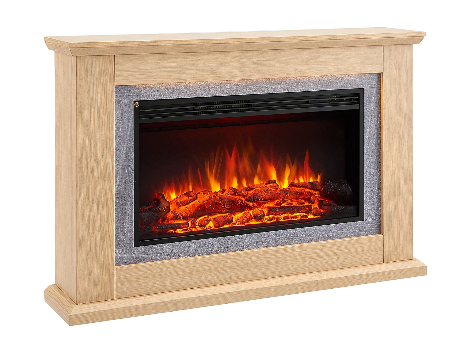 Cheminée électrique BALDERIA Xenia - Cheminée sur pied avec chauffage - Chêne clair