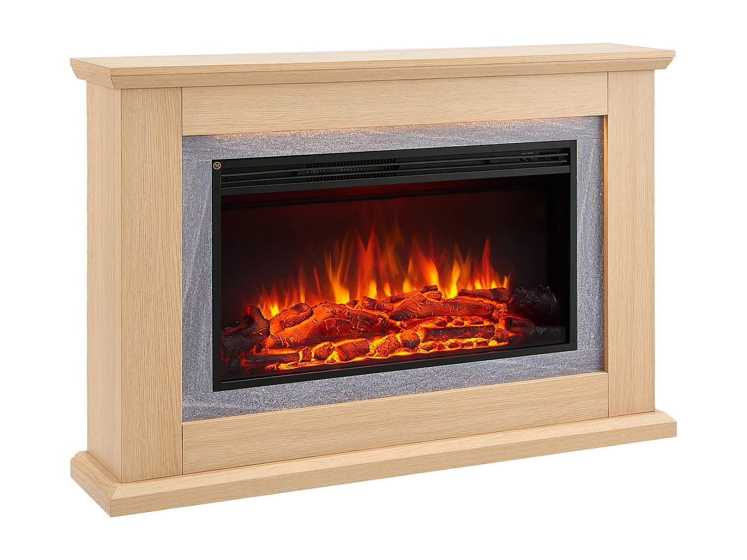 Cheminée électrique BALDERIA Xenia - Cheminée sur pied avec chauffage - Chêne clair