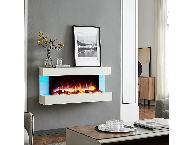 Lareira elétrica BALDERIA Helia - Lareira de parede, 2000 W - Branca