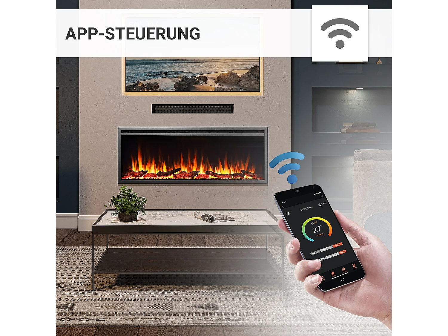 Elektrokamin BALDERIA Atalanta 50 - Einbaukamin - Schwarz