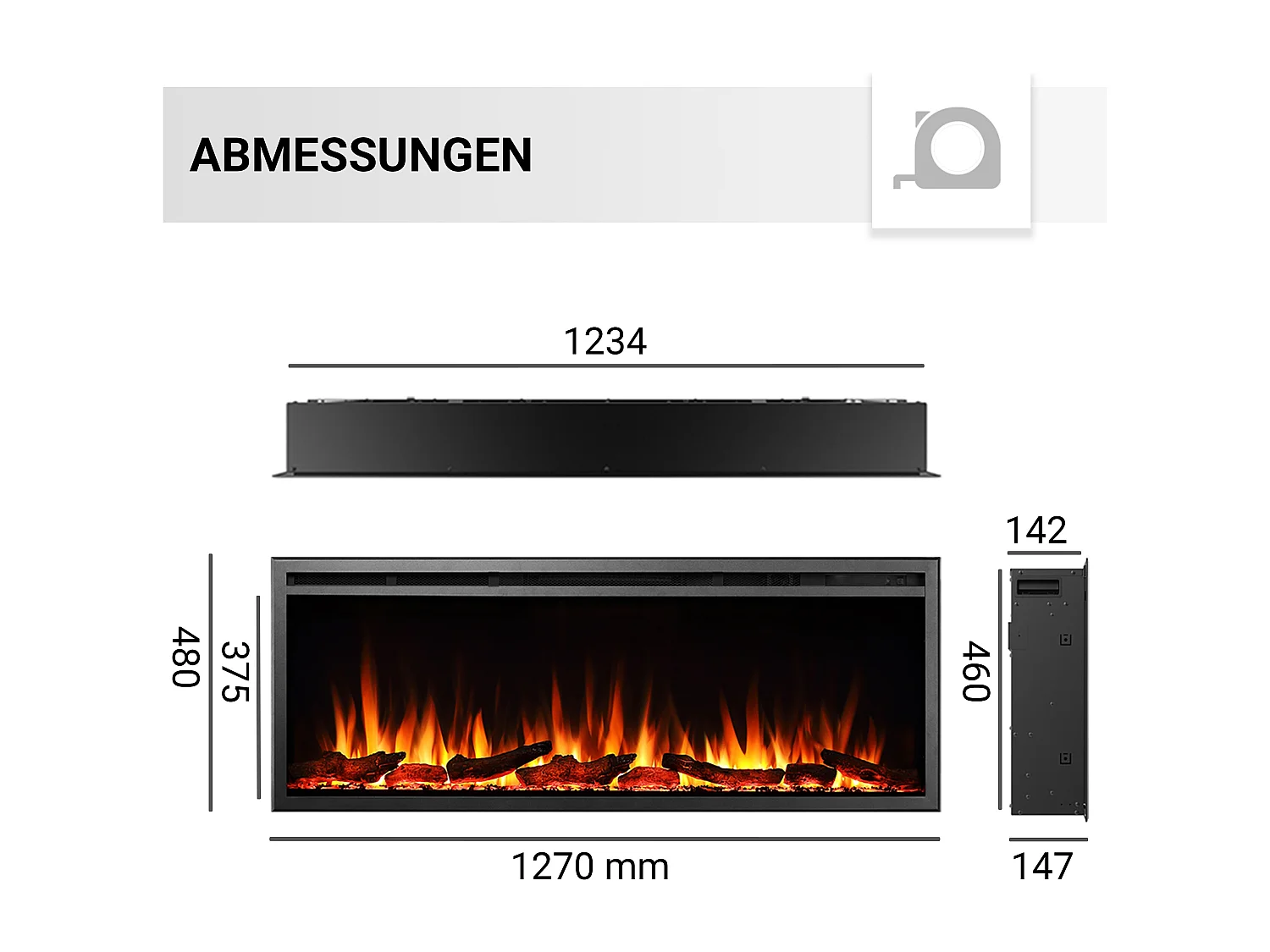 Elektrokamin BALDERIA Atalanta 50 - Einbaukamin - Schwarz