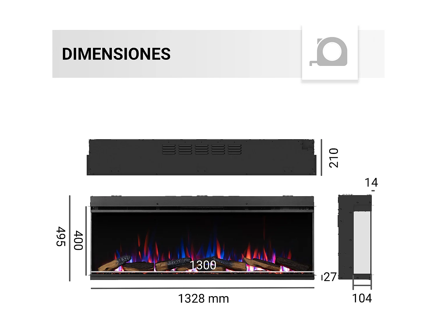 Elektrokamin BALDERIA Athena smart 52 - Einbaukamin - Schwarz