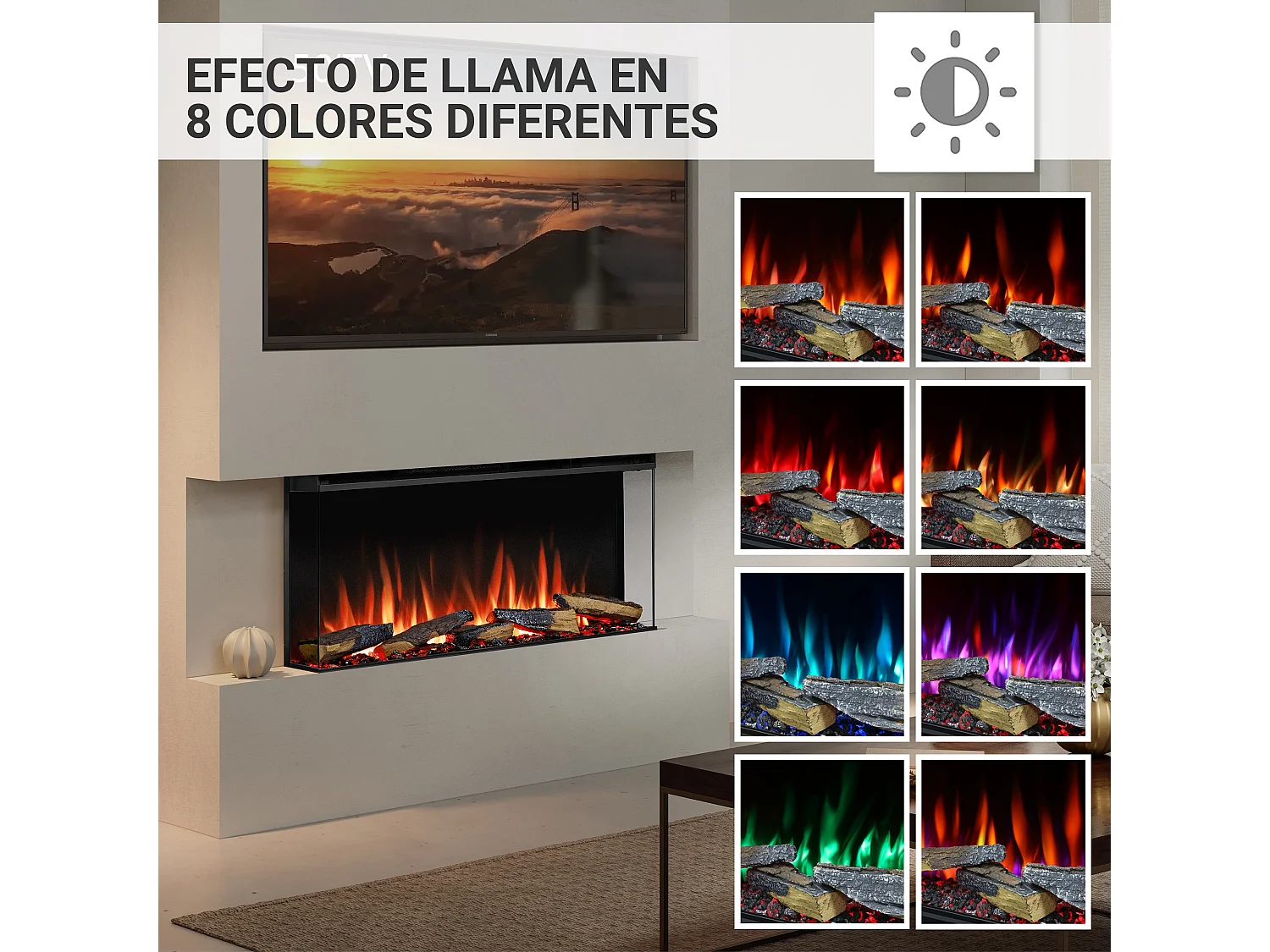 Cheminée électrique BALDERIA Athena smart 36 - Cheminée encastrable - Noir