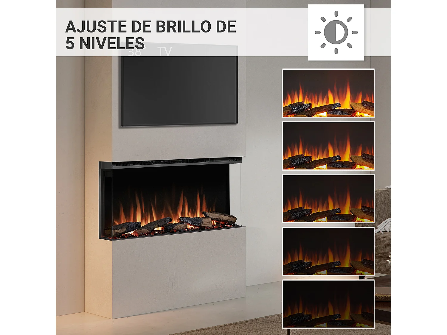 Cheminée électrique BALDERIA Athena smart 36 - Cheminée encastrable - Noir