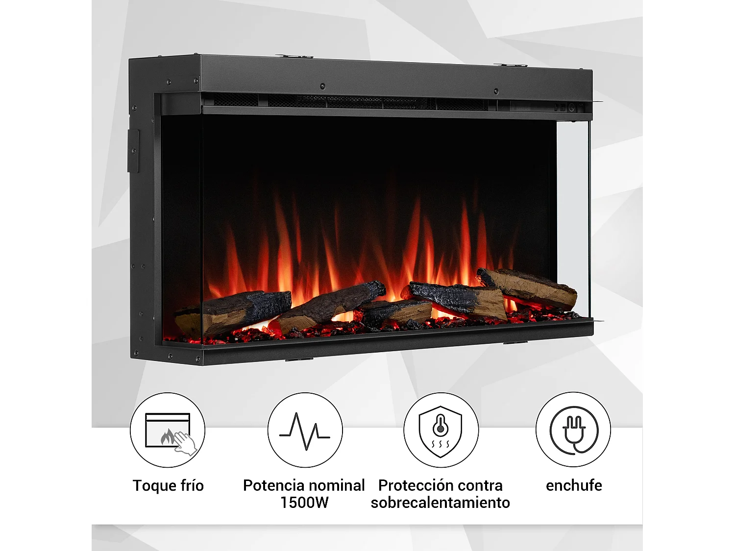 Cheminée électrique BALDERIA Athena smart 36 - Cheminée encastrable - Noir