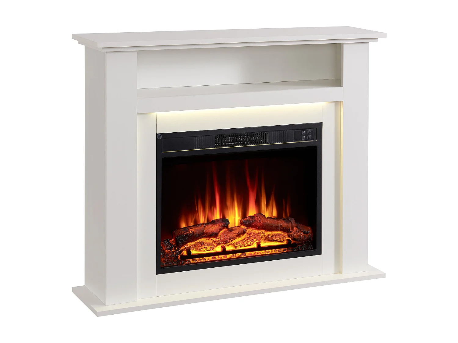 Cheminée électrique BALDERIA Liora - Cheminée sur pied, tablette, chauffage - blanc