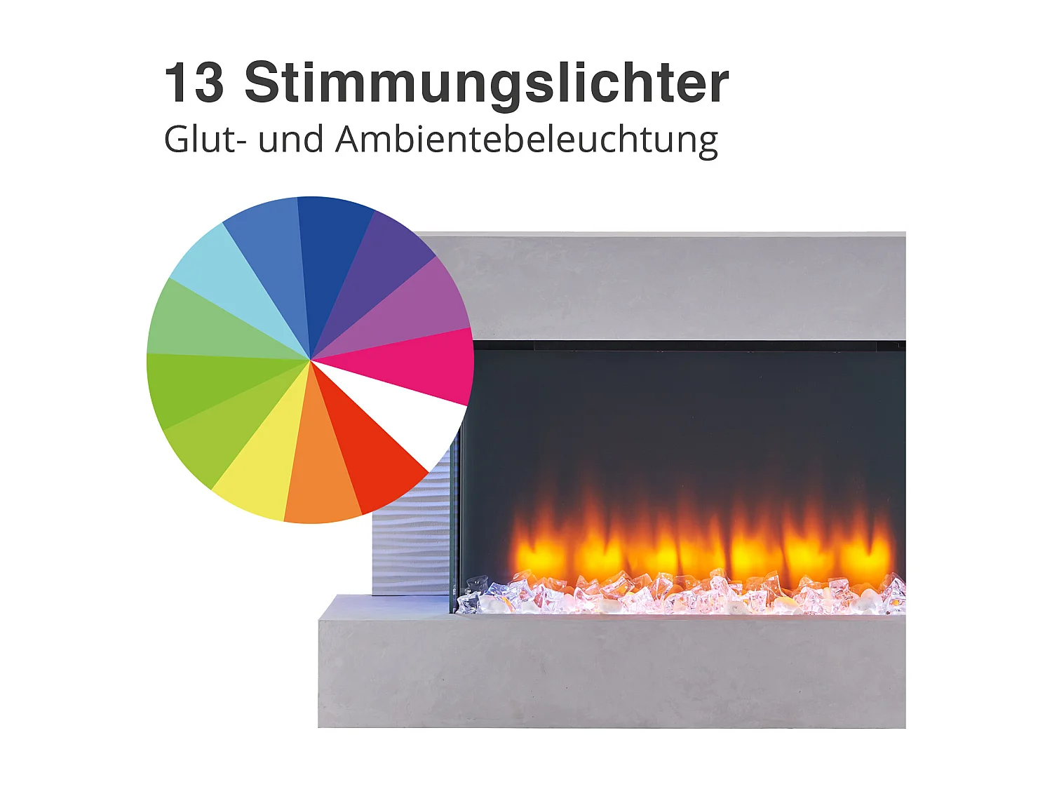 Lareira elétrica BALDERIA Aieda - Lareira de parede, aquecimento 2000 W - Aspecto betão