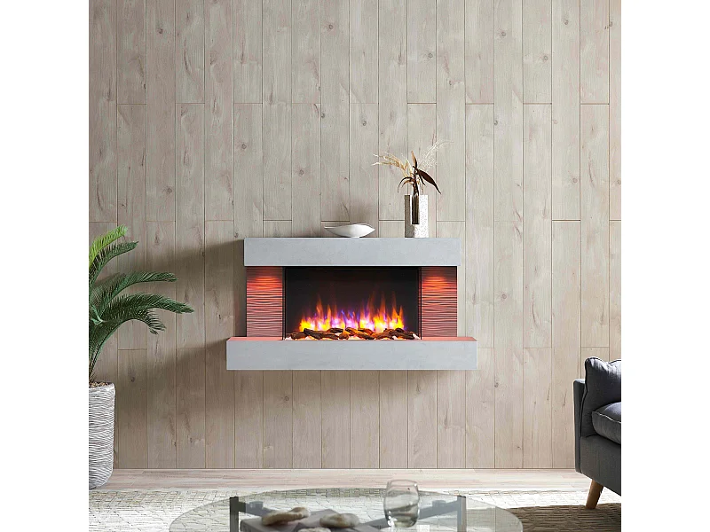 Lareira elétrica BALDERIA Aieda - Lareira de parede, aquecimento 2000 W - Aspecto betão
