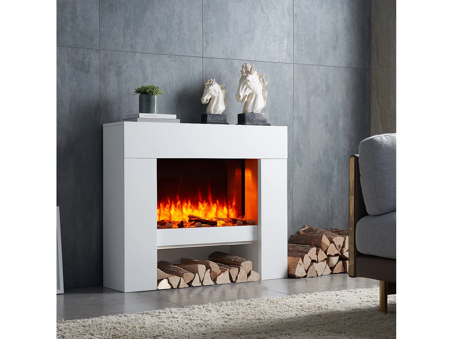 Lareira elétrica BALDERIA Naran - Lareira de chão - Branca