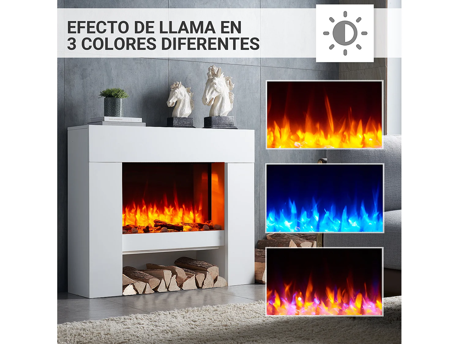 Lareira elétrica BALDERIA Naran - Lareira de chão - Branca