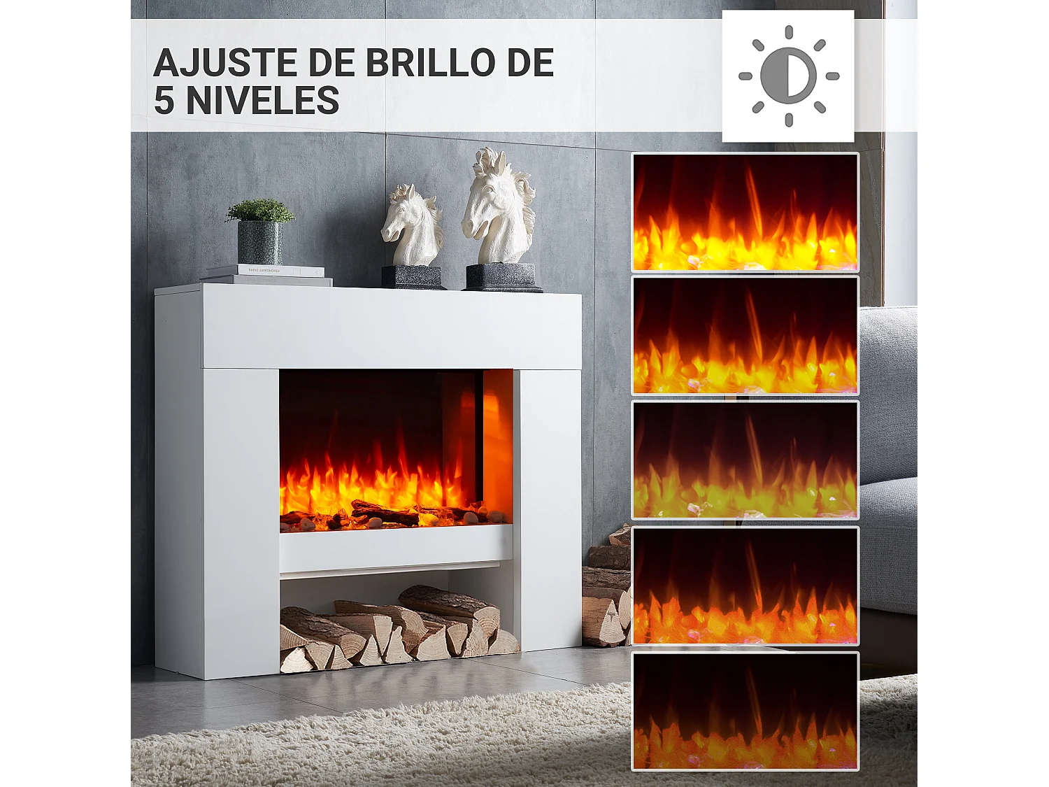 Lareira elétrica BALDERIA Naran - Lareira de chão - Branca