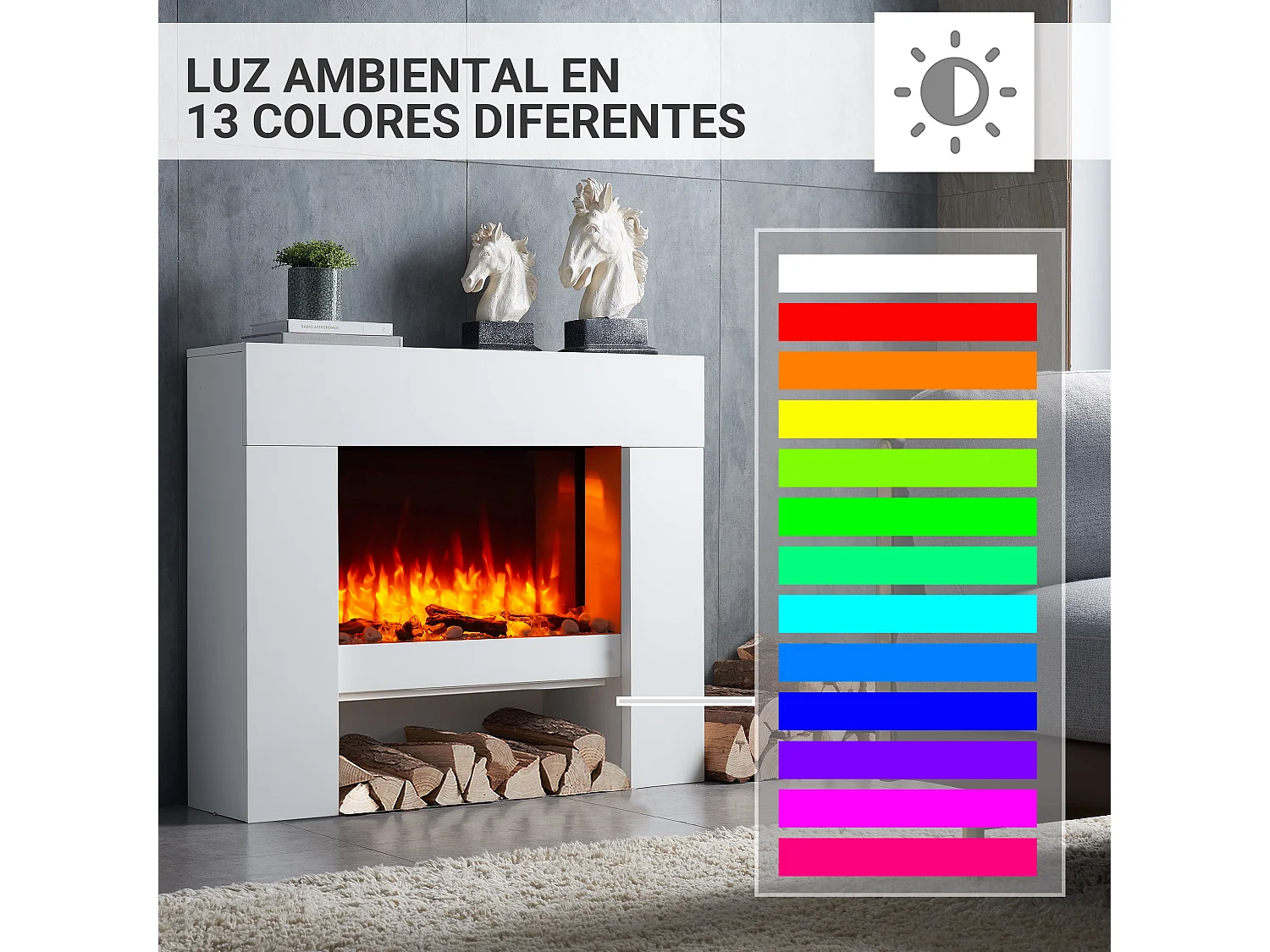 Lareira elétrica BALDERIA Naran - Lareira de chão - Branca