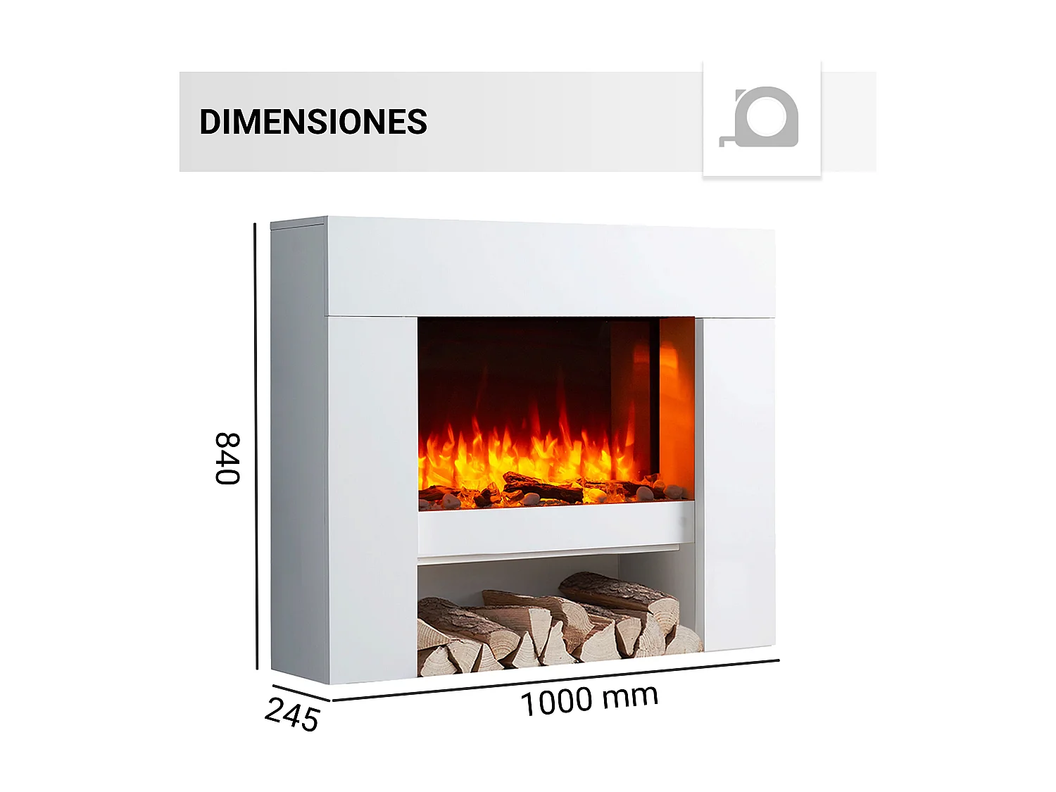 Lareira elétrica BALDERIA Naran - Lareira de chão - Branca