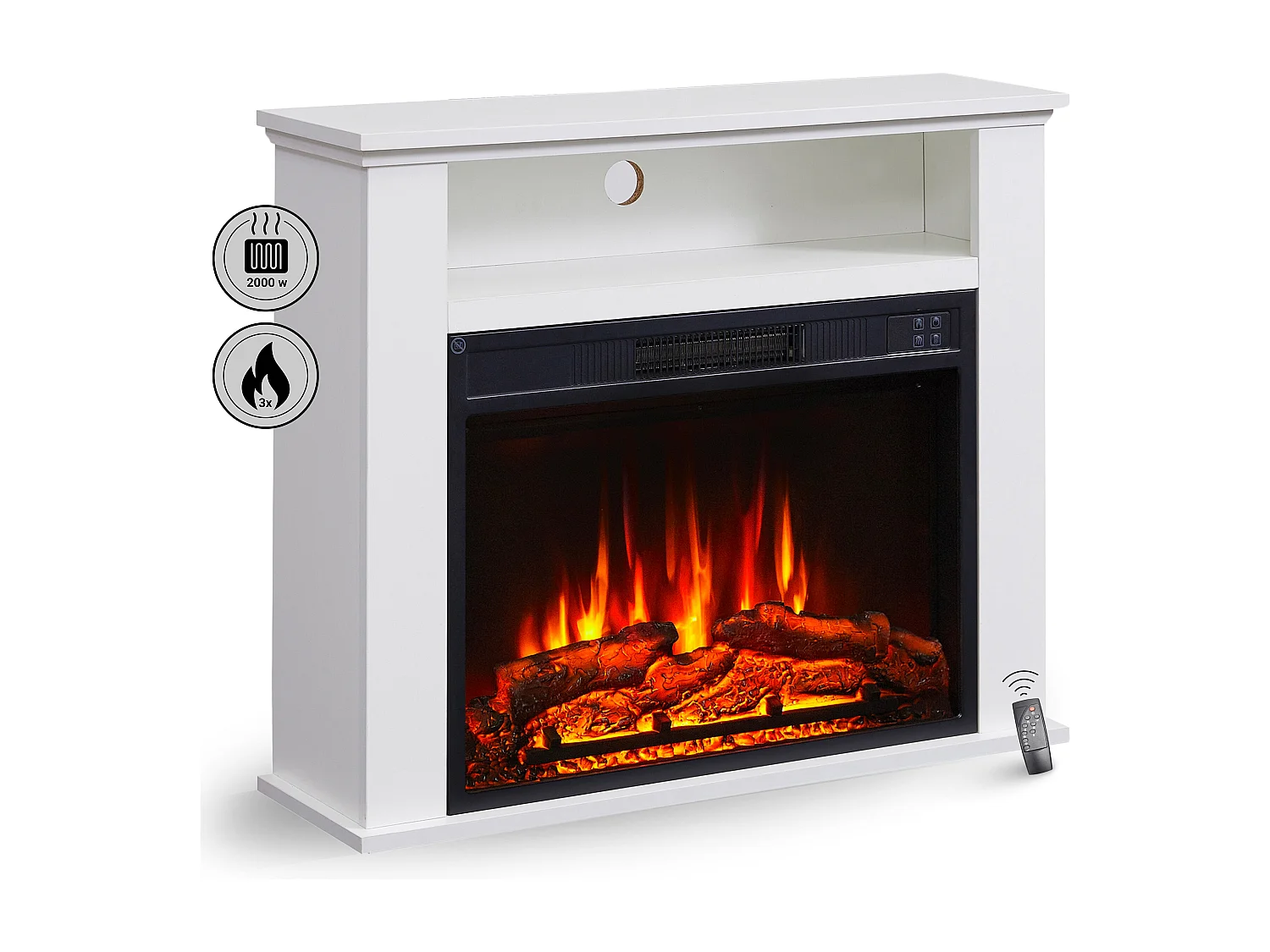 Elektrokamin BALDERIA Frida - Standkamin, 3D-Flammeneffekt, 2000W - Weiss