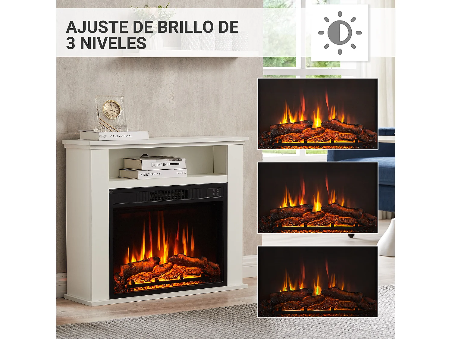 Elektrokamin BALDERIA Frida - Standkamin, 3D-Flammeneffekt, 2000W - Weiss