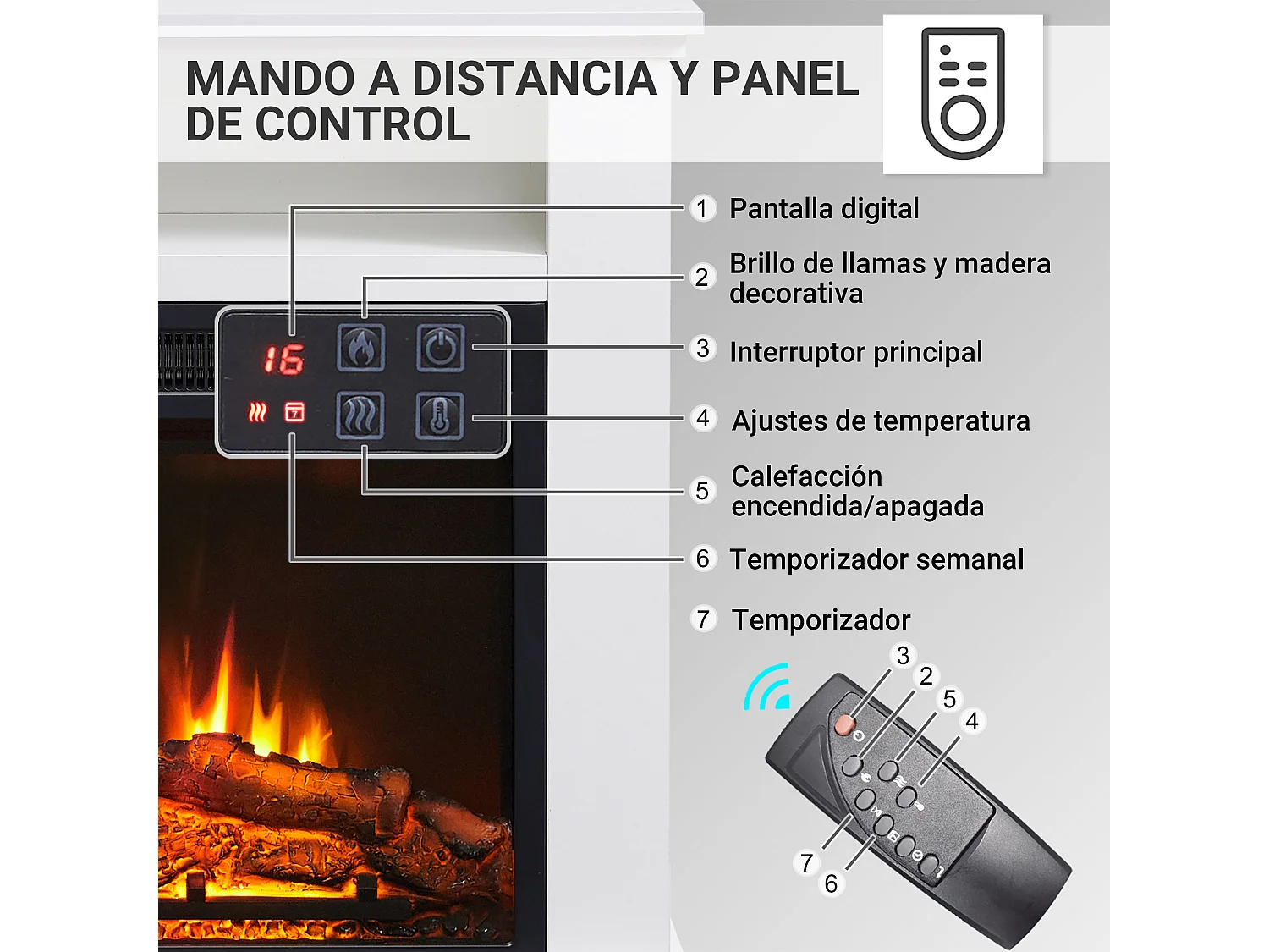 Elektrokamin BALDERIA Frida - Standkamin, 3D-Flammeneffekt, 2000W - Weiss