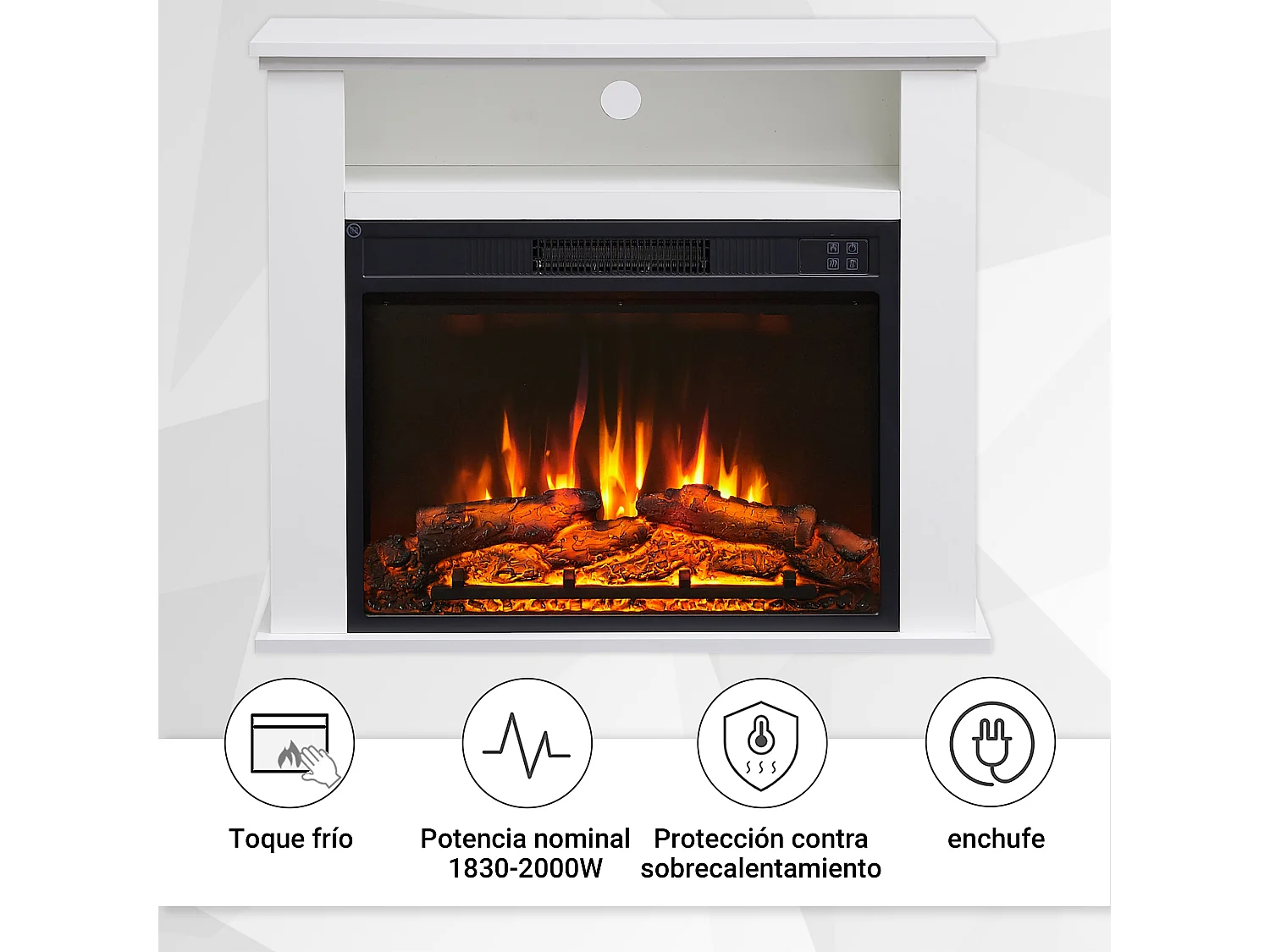 Elektrokamin BALDERIA Frida - Standkamin, 3D-Flammeneffekt, 2000W - Weiss