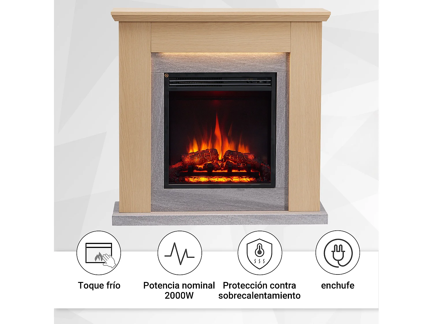 Cheminée électrique BALDERIA Pandora - Cheminée sur pied, 2000 W - Marron clair