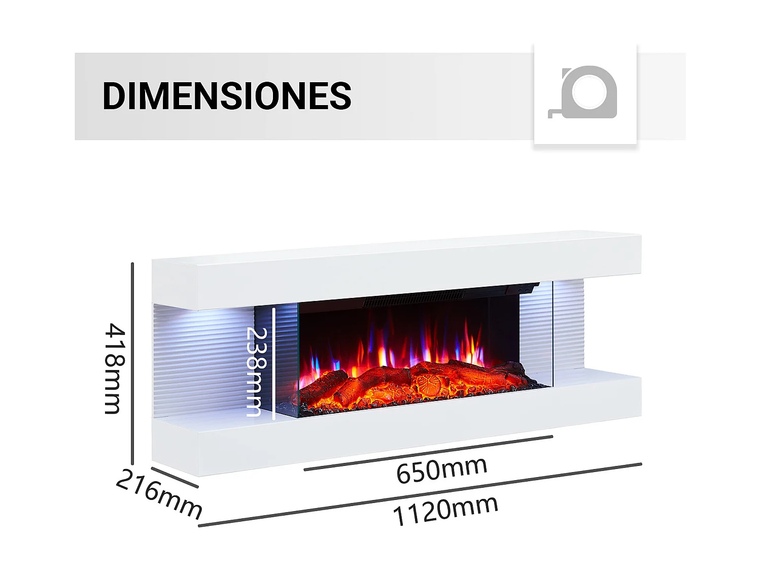 Elektrokamin BALDERIA Lumina - Wandkamin - weiss