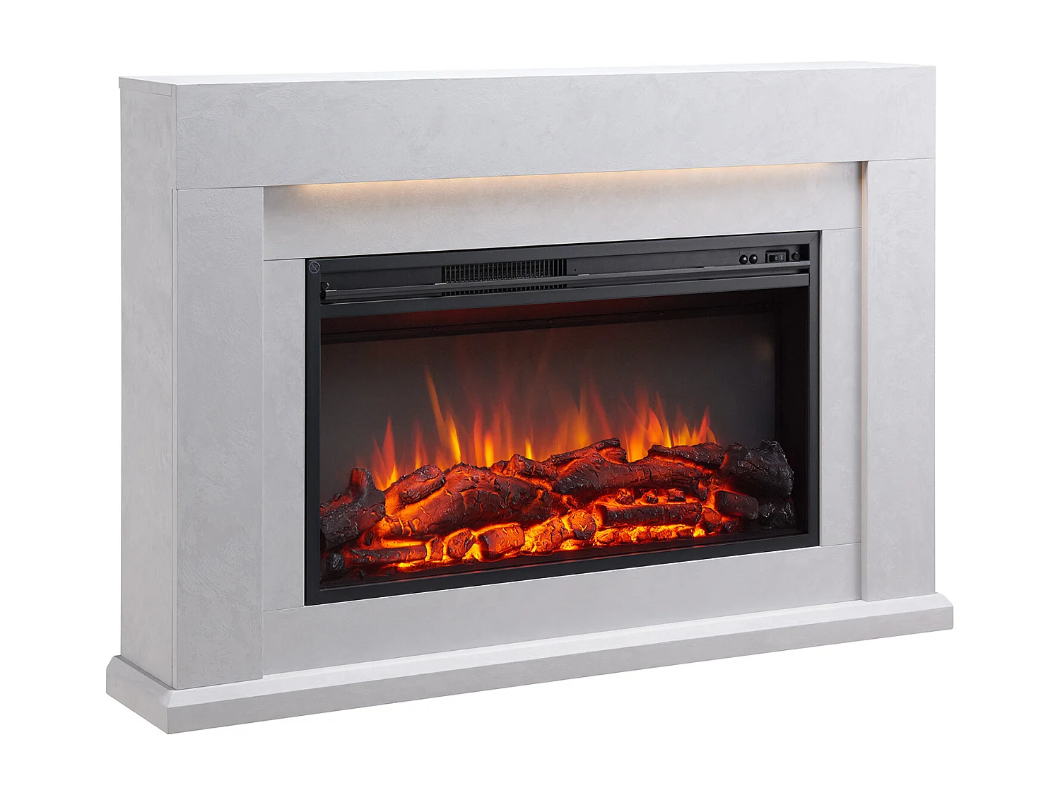 Cheminée électrique BALDERIA Xerxes - Cheminée sur pied, chauffage 2000 W - Aspect béton