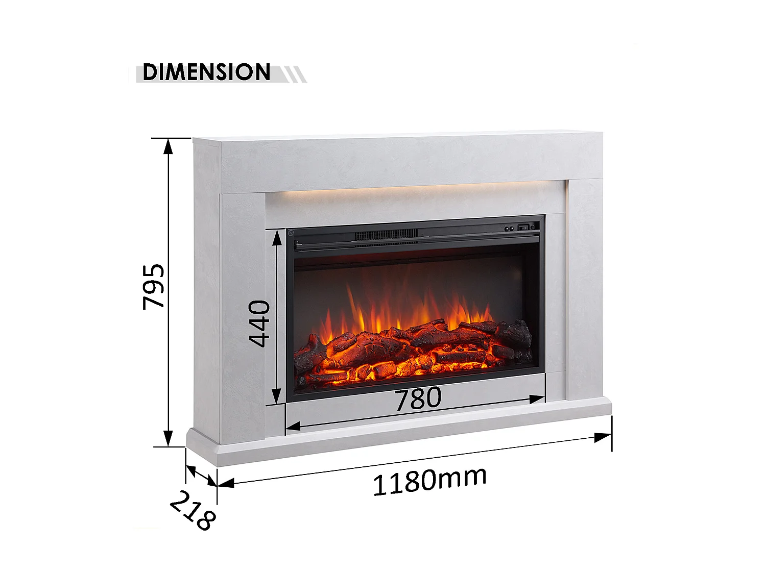 Cheminée électrique BALDERIA Xerxes - Cheminée sur pied, chauffage 2000 W - Aspect béton