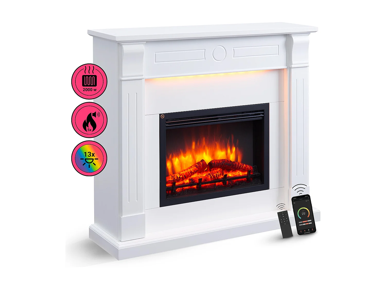 Lareira elétrica BALDERIA Hikaru - Lareira de chão - Branca