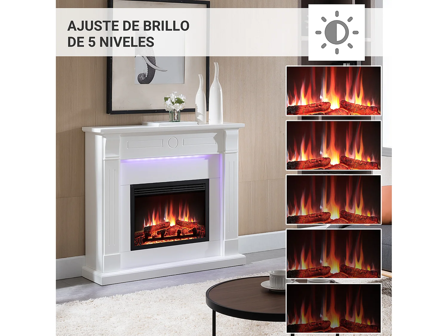 Lareira elétrica BALDERIA Hikaru - Lareira de chão - Branca