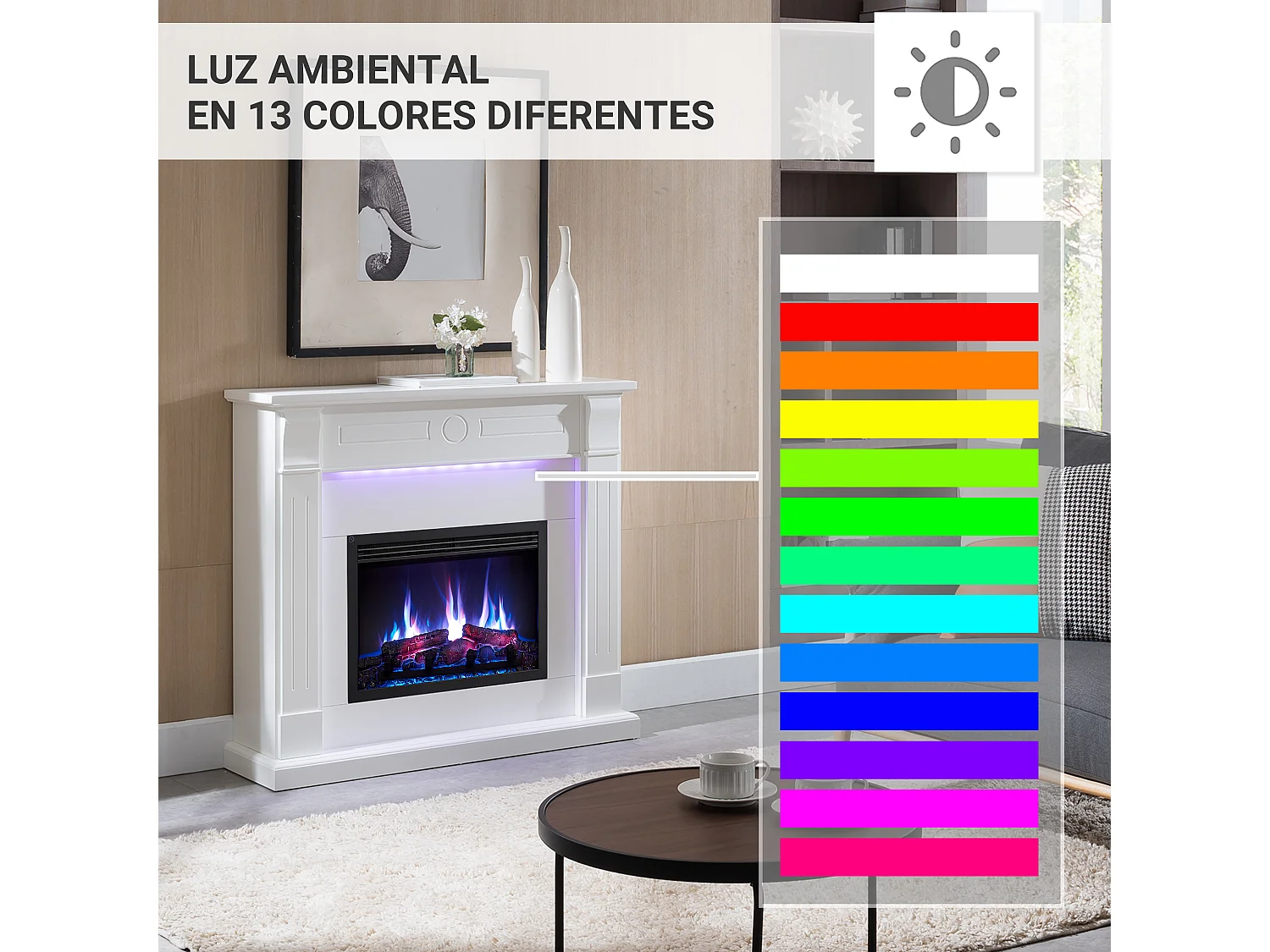 Lareira elétrica BALDERIA Hikaru - Lareira de chão - Branca