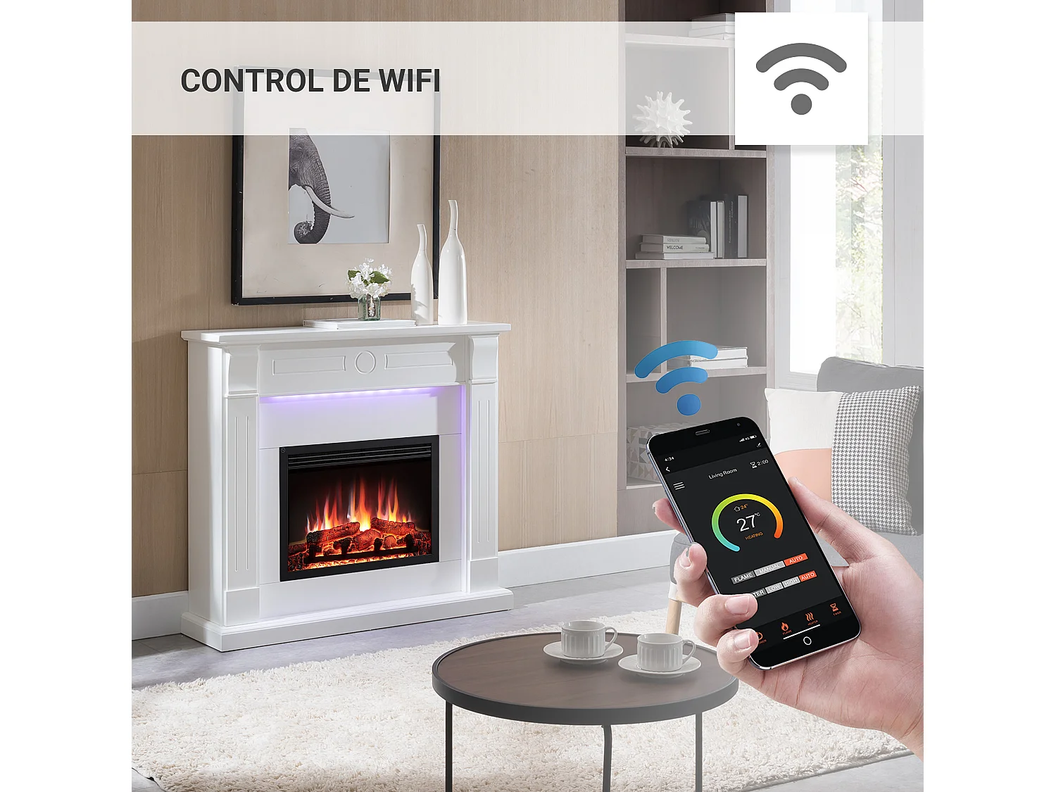 Lareira elétrica BALDERIA Hikaru - Lareira de chão - Branca