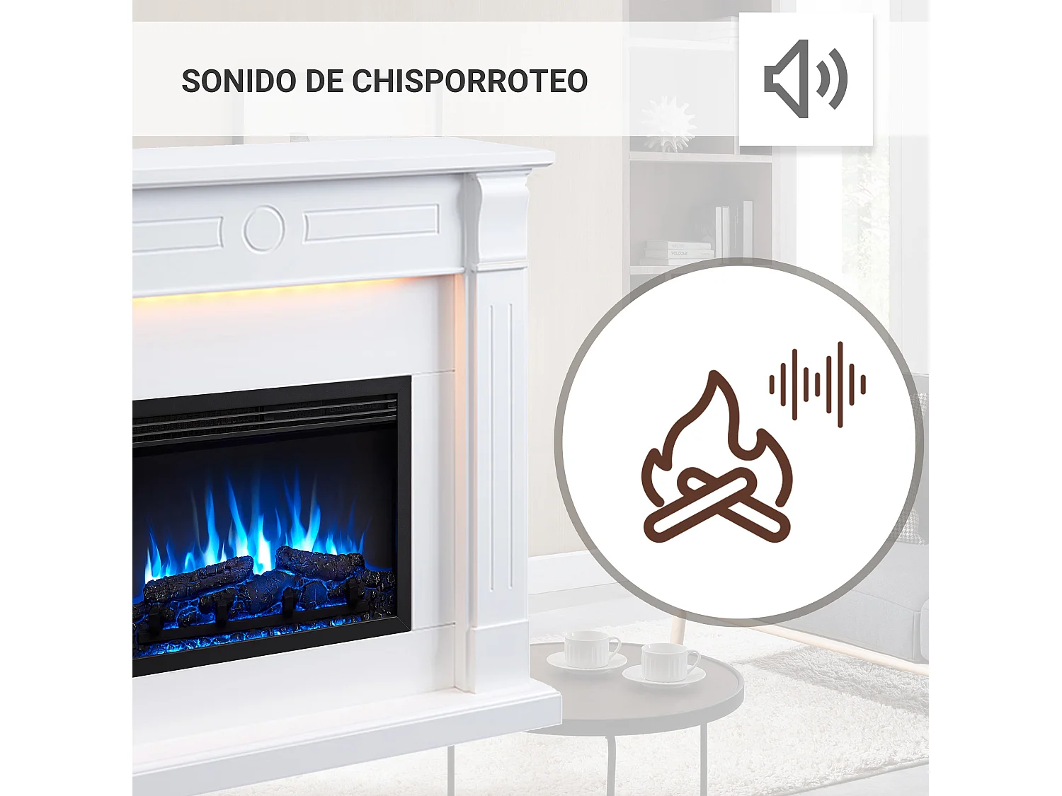 Lareira elétrica BALDERIA Hikaru - Lareira de chão - Branca