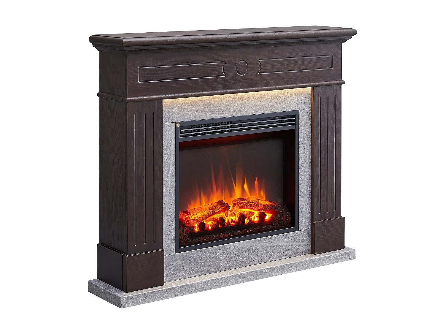 Cheminée électrique BALDERIA Leandros - Cheminée sur pied, 2000 W - Chêne foncé