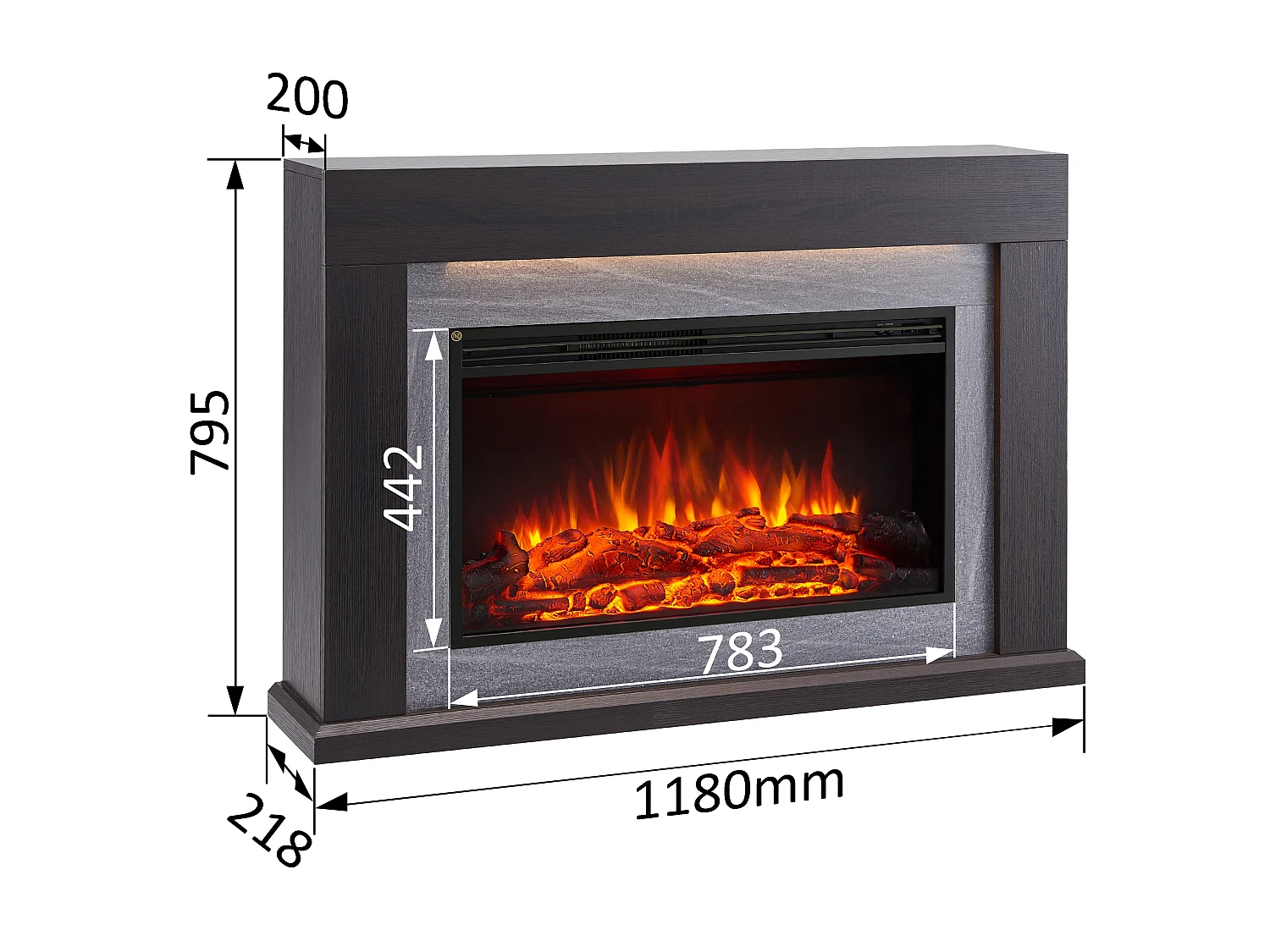 Cheminée électrique BALDERIA Xerxes - Cheminée sur pied, chauffage 2000 W - Chêne foncé