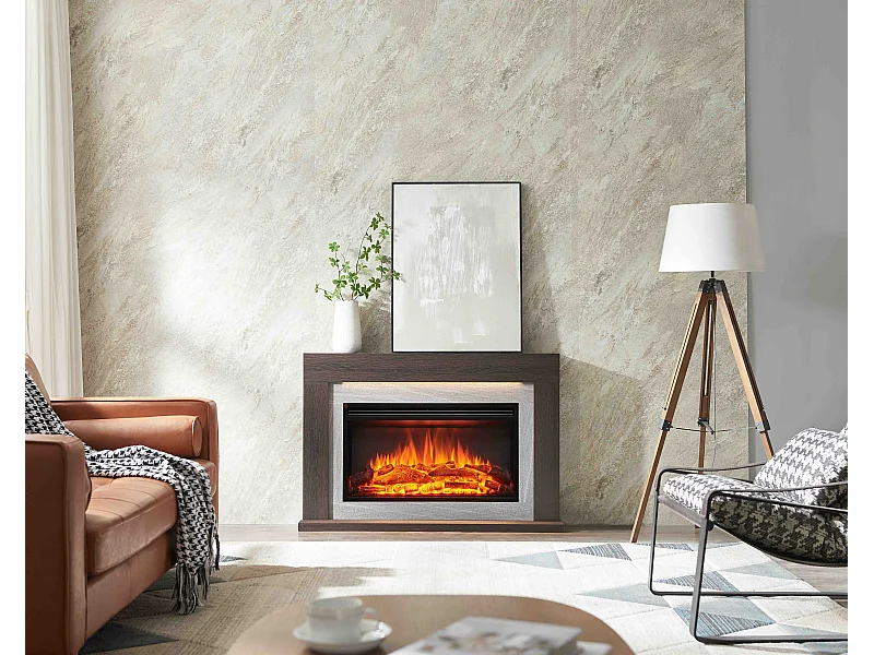 Cheminée électrique BALDERIA Xerxes - Cheminée sur pied, chauffage 2000 W - Chêne foncé